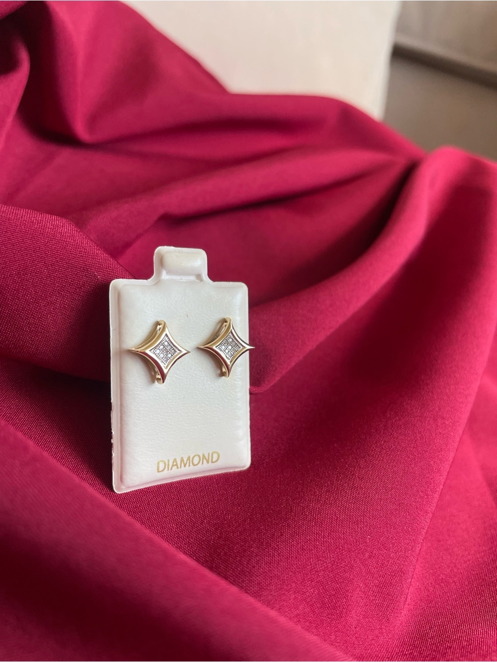 10k Gold Diamond Accent Starburst Earrings - Picture 4 of 7